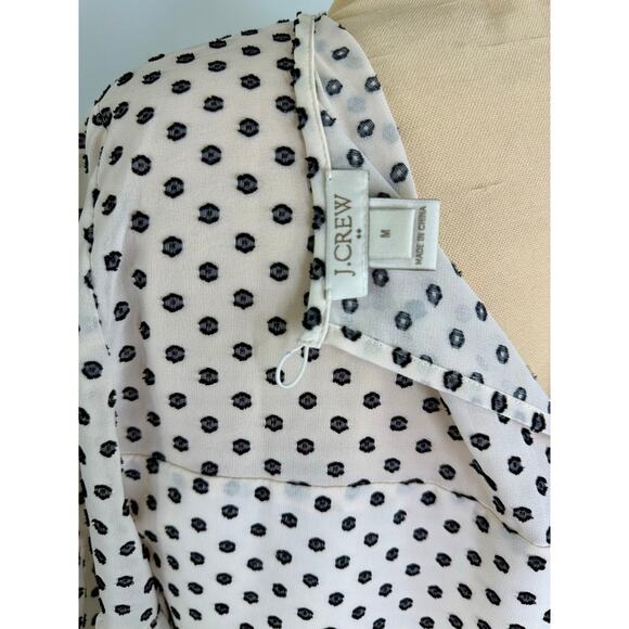 Vintage J crew off white and black dot women's woven short sleeve blouse - Picture 5 of 6